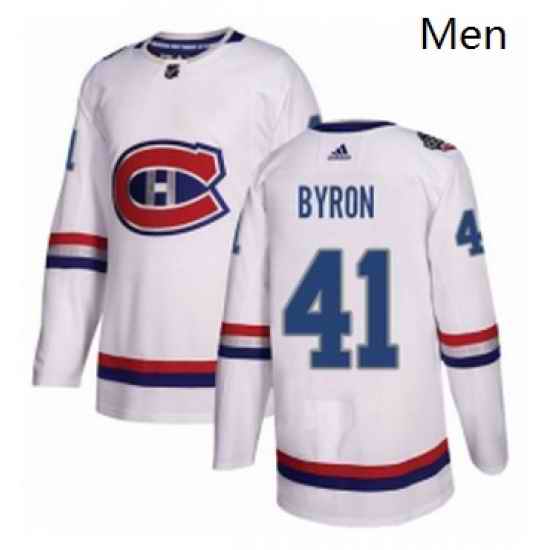 Mens Adidas Montreal Canadiens 41 Paul Byron Authentic White 2017 100 Classic NHL Jersey